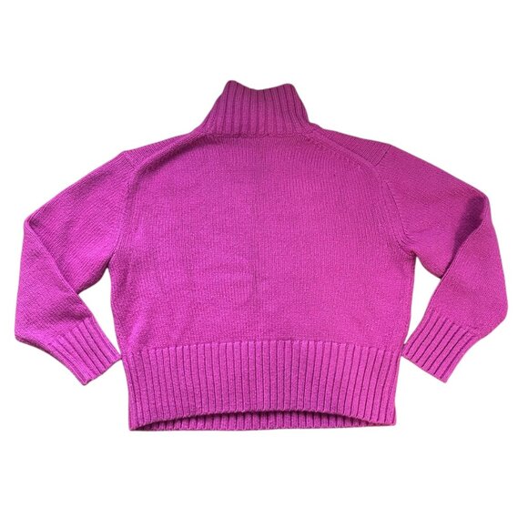 ANN TAYLOR Mock Neck Pullover Sweater S Bright Pink Ribbed Knit Relaxed Fit - Picture 6 of 9